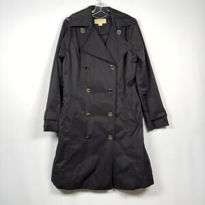 Michael Kors Black Double Breasted Formal Winter Rain Trench Coat Women's Size M